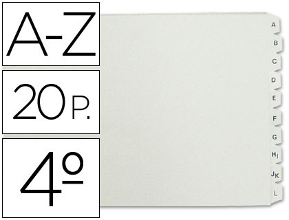 SEPARADOR ALFABETICO MULTIFIN 3003 PLASTICO CUARTO APAISADO 20 PESTAAS 215X155 MM