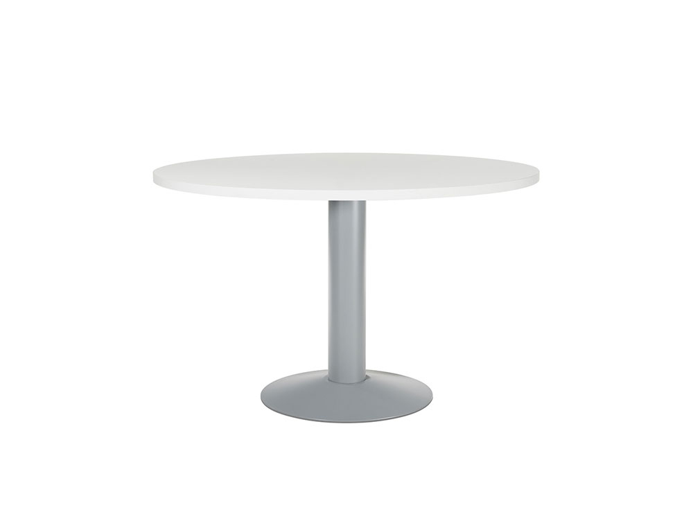 MESA DE REUNION ROCADA MEETING 3006AT04 ESTRUCTURA COLUMNA ACERO GRIS TABLERO MADERA BLANCO 120 CM DIAMETRO