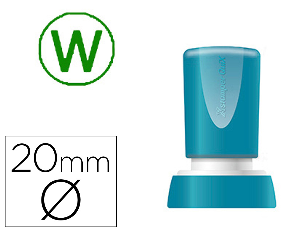 SELLO X'STAMPER QUIX PERSONALIZABLE COLOR VERDE REDONDO DIAMETRO 20 MM Q-34