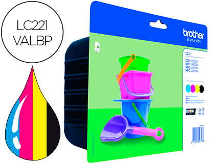 INK-JET BROTHER LC221VAL DCP-J562DW / MFC-J480DW / 680DW / 880DW MULTIPACK 4 COLORES NEGRO / AMARILLO /