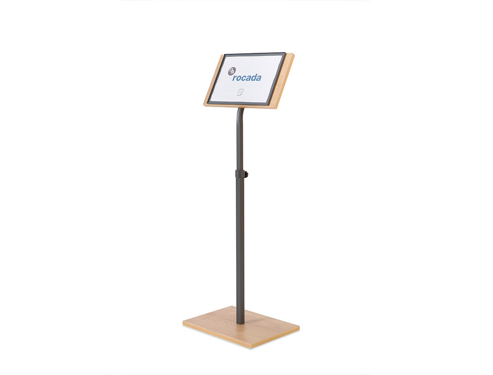 SOPORTE ROCADA PORTA ANUNCIOS TAMAO A4 GIRO 90 REGULABLE EN ALTURA