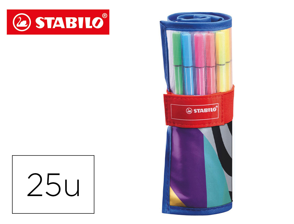 ROTULADOR STABILO PUNTA DE FIBRA PEN 68 ARTY ESTUCHE ROLLERSET DE 25 UNIDADES COLORES SURTIDOS