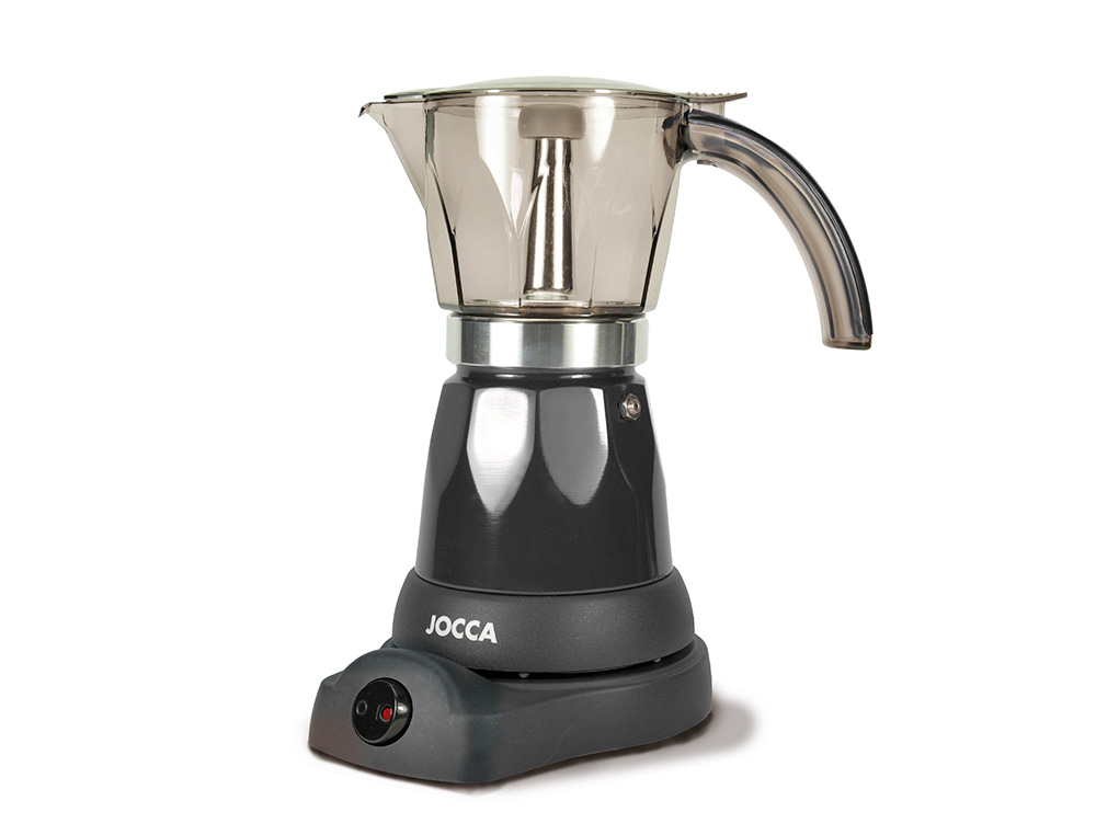 CAFETERA JOCCA ITALIANA ELECTRICA CAPACIDAD 6 TAZAS JARRA TRANSPARENTE SIN CABLES 220-240V COLOR NEGRO
