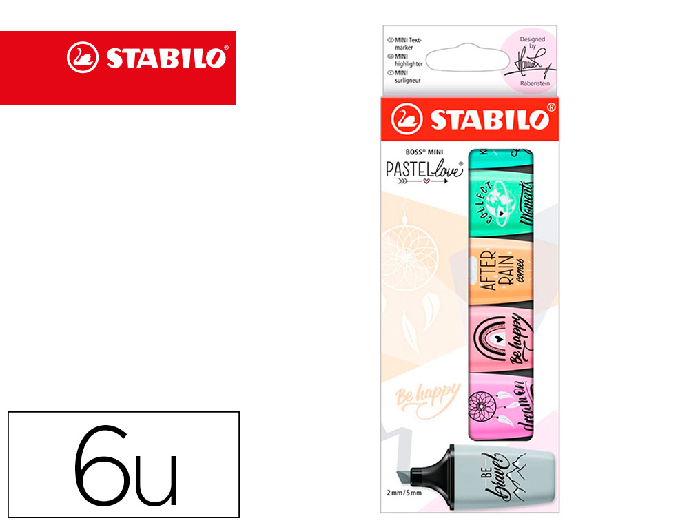ROTULADOR STABILO BOSS MINI PASTEL LOVE ESTUCHE DE 6 UNIDADES COLORES SURTIDOS