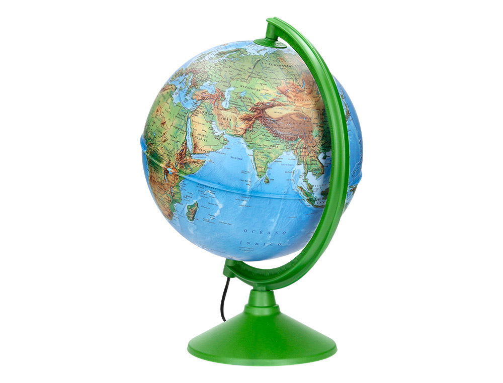 GLOBO TERRAQUEO LIDERPAPEL CON LUZ FISICO Y POLITICO DIAMETRO 26 CM