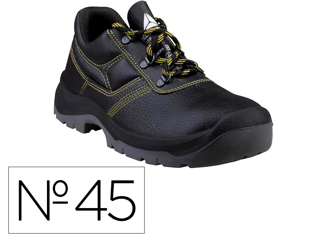 ZAPATOS DE SEGURIDAD DELTAPLUS PIEL CRUPON PIGMENTADA SUELA PU BI DENSIDAD COLOR NEGRO TALLA 45