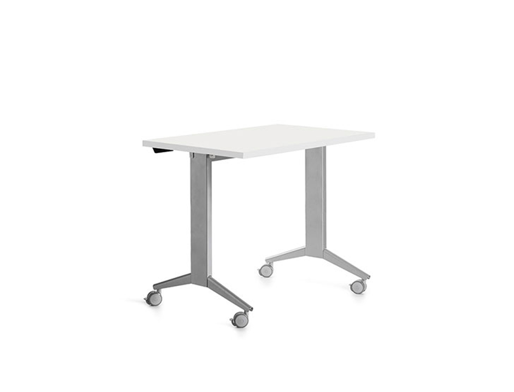 MESA ROCADA 2000FD04 CON TABLERO ABATIBLE COLOR ALUMINIO/BLANCO 120X60 CM