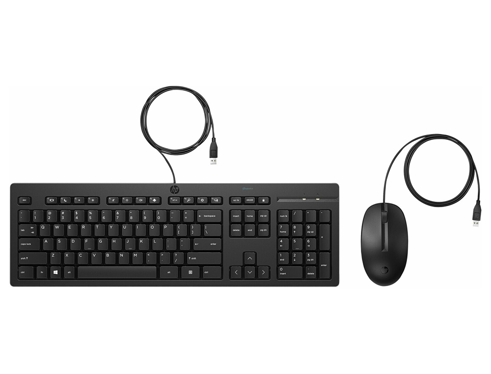 SET TECLADO + RATON HP COMBO 225 USB-A LONGITUD CABLE 180 CM COLOR NEGRO