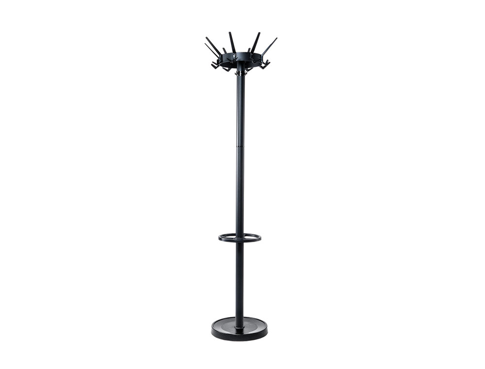 PERCHERO MAULCALIGO 32 COLGADORES CON PARAGUERO COLOR NEGRO 460X460X1752 MM