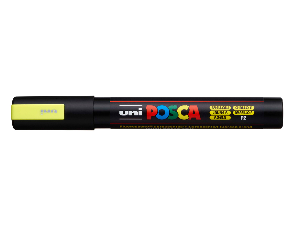 ROTULADOR UNI POSCA PC-5M MARCADOR DE PINTURA PUNTA CONICA 1,8-2,5 MM AMARILLO FLUORESCENTE
