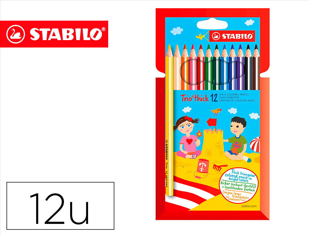 LAPICES DE COLORES STABILO TRIO CAJA DE 12 COLORES