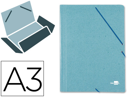CARPETA LIDERPAPEL GOMAS TRES SOLAPAS CARTON PRESPAN A3 COLOR VERDE