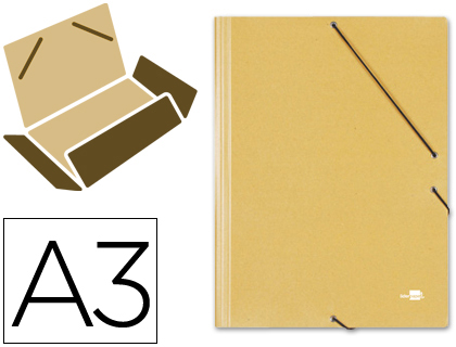 CARPETA LIDERPAPEL GOMAS TRES SOLAPAS CARTON PRESPAN A3 COLOR AMARILLO