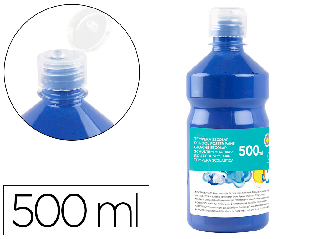 TEMPERA LIQUIDA LIDERPAPEL ESCOLAR 500 ML AZUL MARINO