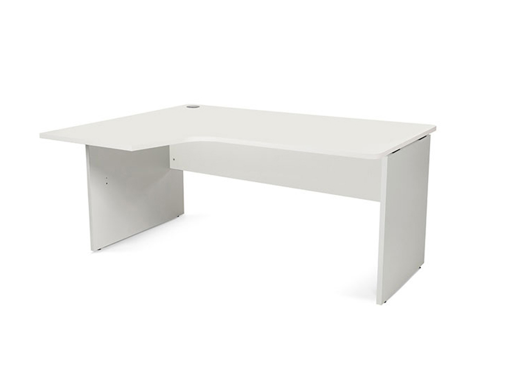 MESA ROCADA SERIE WORK 160X120 CM IZQUIERDA ACABADO AN04 GRIS/BLANCO