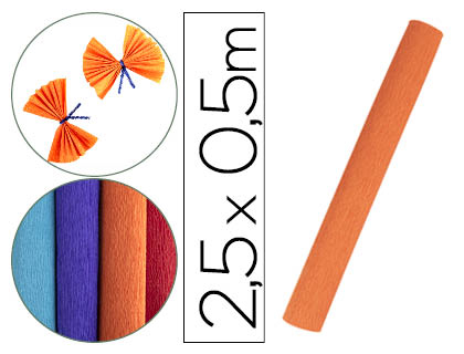 PAPEL CRESPON LIDERPAPEL ROLLO DE 50 CM X 2,5 M 85G/M2 NARANJA