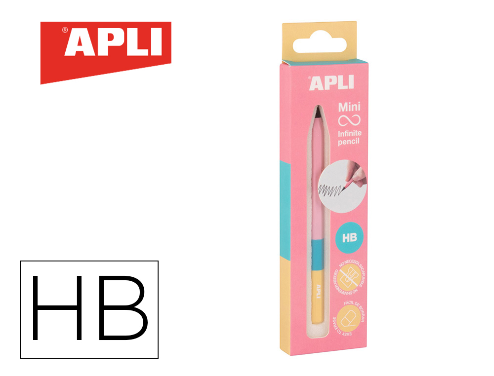 LAPIZ DE GRAFITO INFINITO APLI MINI DUREZA HB TRICOLOR ROSA
