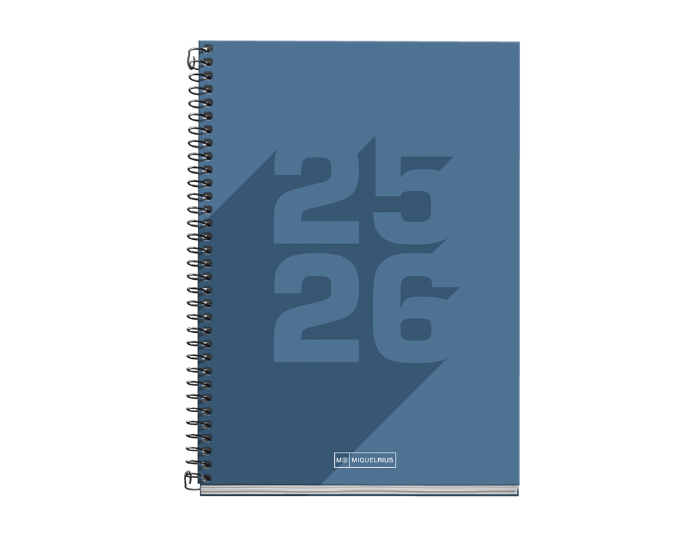 AGENDA ESPIRAL ESCOLAR MIQUELRIUS BASIC DIN A5 SEMANA VISTA 25-26 TAPA CARTON FORRADO AZUL MARINO