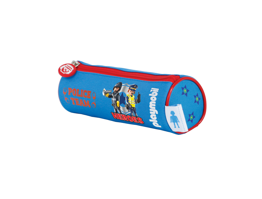 BOLSO ESCOLAR DOHE PORTATODO REDONDO PLAYMOBIL POLICE 75X220X75 MM