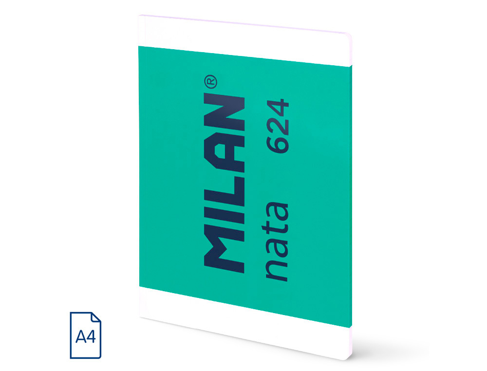 LIBRETA ENCOLADA MILAN TAPA CARTON FLEXIBLE DIN A4 48 HOJAS 95 GR MICROPERFADO CUADRO 5 MM SERIE NATA 624