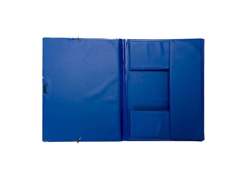 CARPETA GOMA GRAFOPLAS FOLIO FORRADA 3 SOLAPAS PVC AZUL