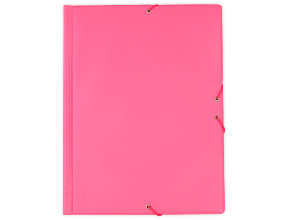 CARPETA GOMA GRAFOPLAS FOLIO FORRADA 3 SOLAPAS PVC ROSA