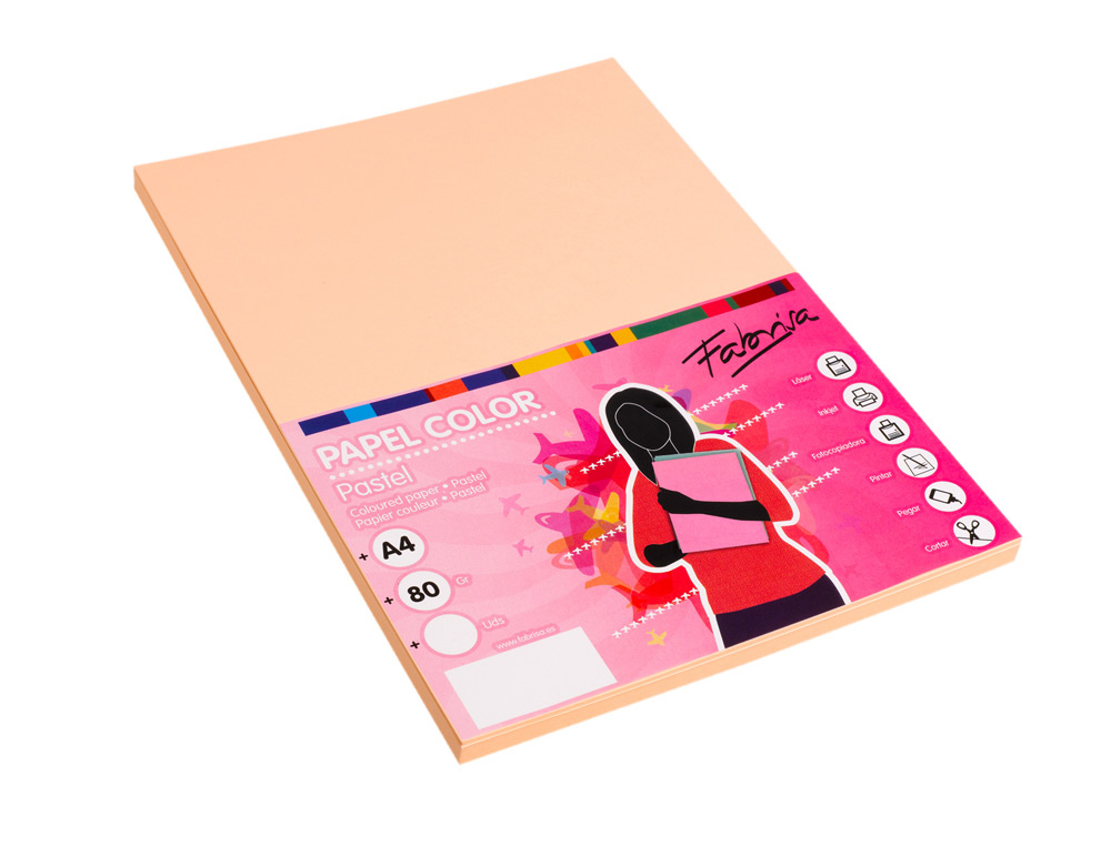 PAPEL COLOR FABRISA DIN A4 80G/M2 CREMA PAQUETE DE 100 HOJAS