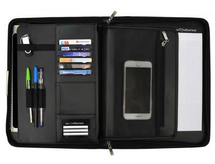 CARTERA PORTADOCUMENTOS OFFICE BOX DIN A4 CON ASA ALUMINIO 4 ANILLAS 25 MM EXTRAIBLES BOLSILLOS