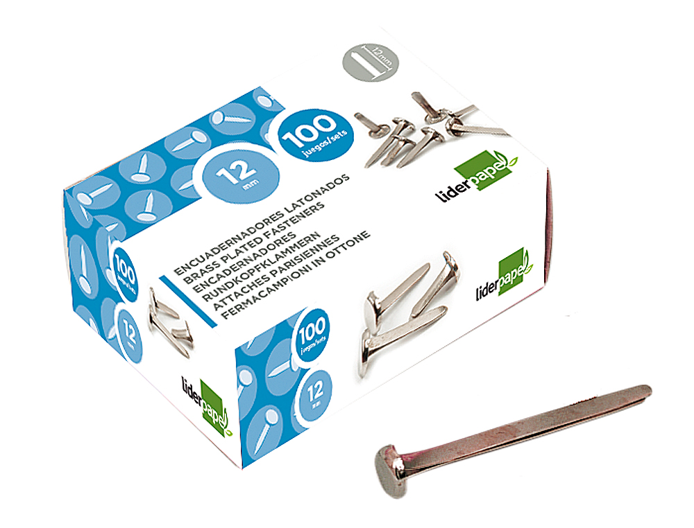 ENCUADERNADORES LIDERPAPEL NIQUELADOS N.3 19 MM CAJA DE 100 UNIDADES