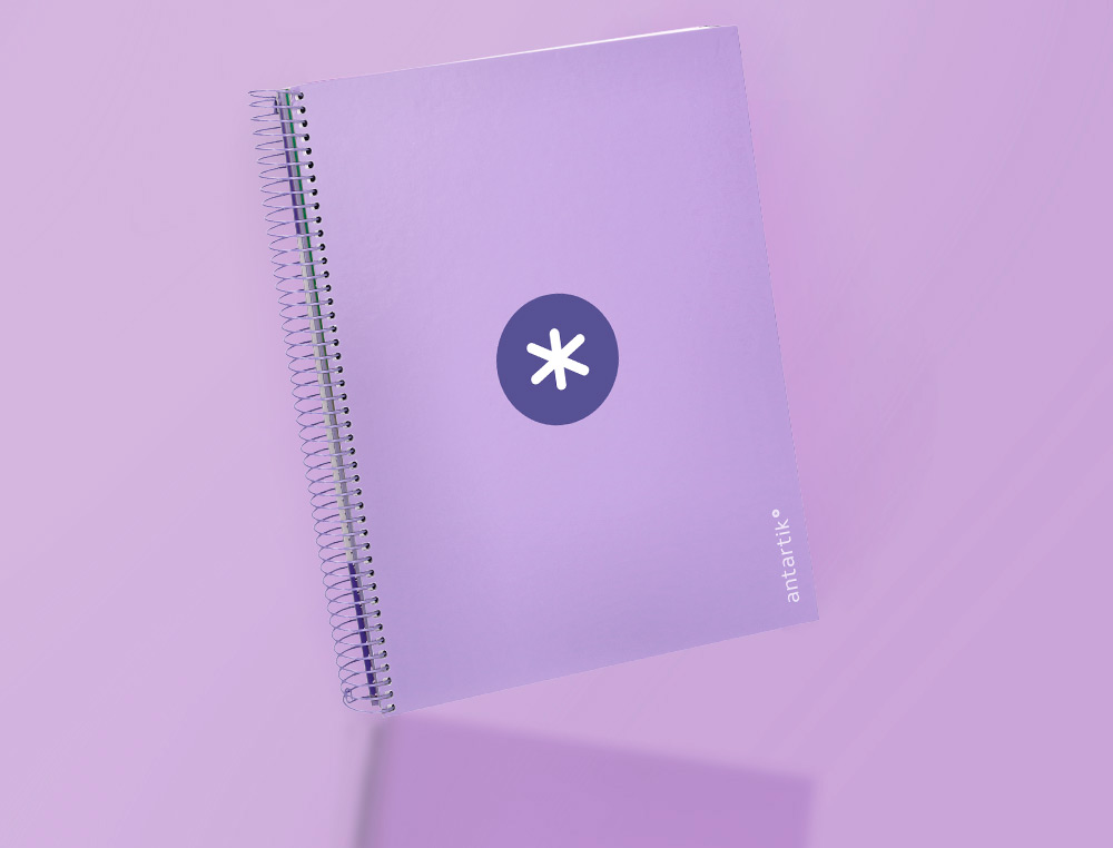 CUADERNO ESPIRAL A4 MICRO ANTARTIK TAPA FORRADA 120H 90 GR CUADRO 5MM 5 BANDAS 4 TALADROS COLOR LAVANDA