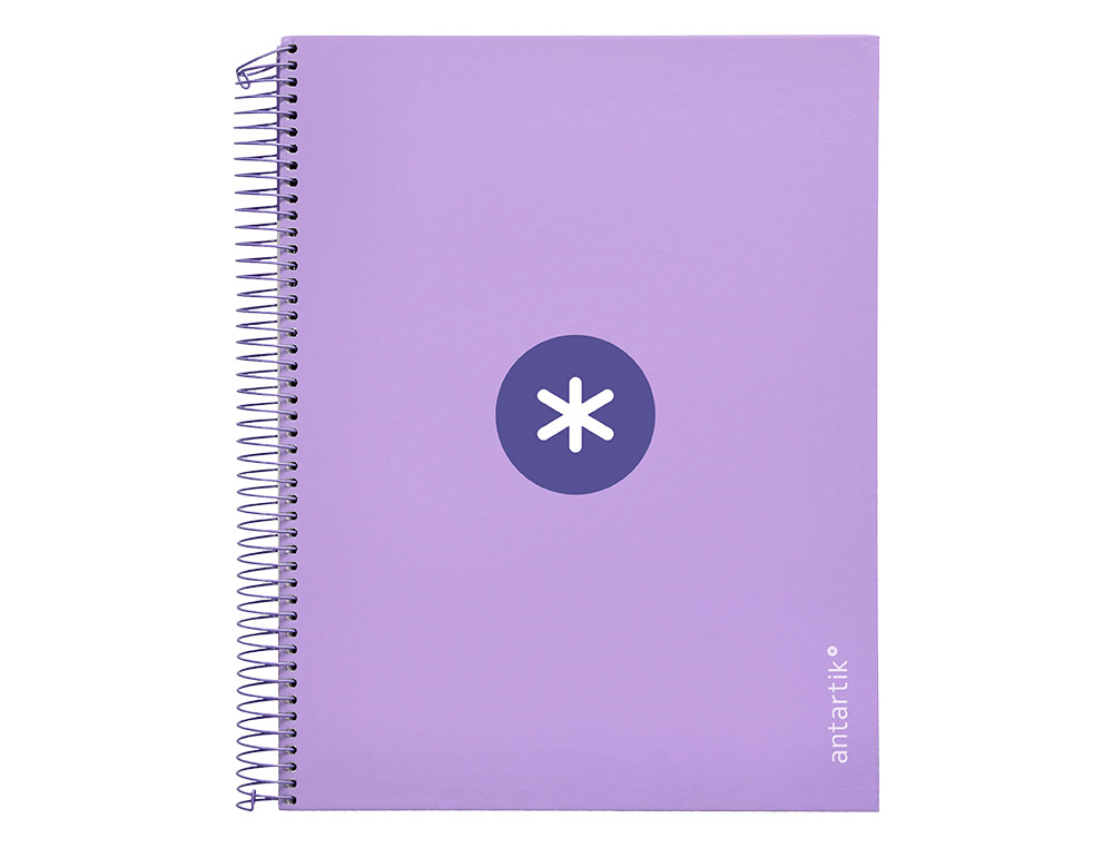 CUADERNO ESPIRAL A4 MICRO ANTARTIK TAPA FORRADA 120H 90 GR CUADRO 5MM 5 BANDAS 4 TALADROS COLOR LAVANDA