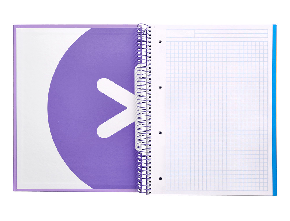 CUADERNO ESPIRAL A4 MICRO ANTARTIK TAPA FORRADA 120H 90 GR CUADRO 5MM 5 BANDAS 4 TALADROS COLOR LAVANDA