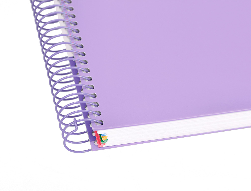 CUADERNO ESPIRAL A4 MICRO ANTARTIK TAPA FORRADA 120H 90 GR CUADRO 5MM 5 BANDAS 4 TALADROS COLOR LAVANDA