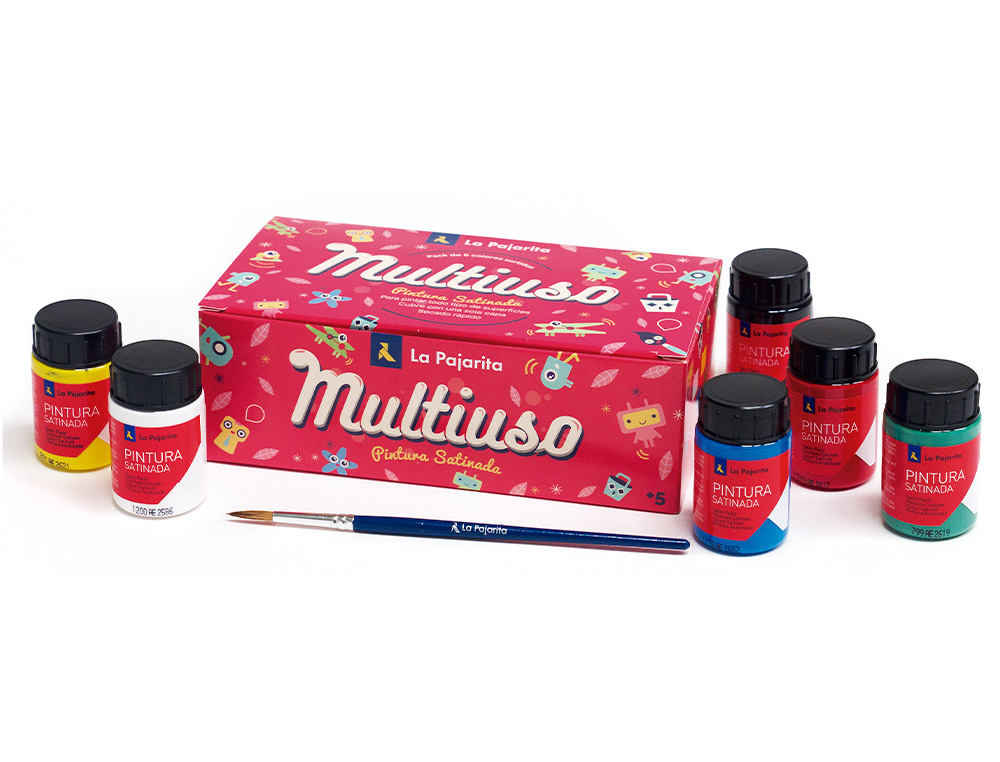 PINTURA LATEX LA PAJARITA SATINADA 35 ML CAJA DE 6 UNIDADES COLORES SURTIDOS