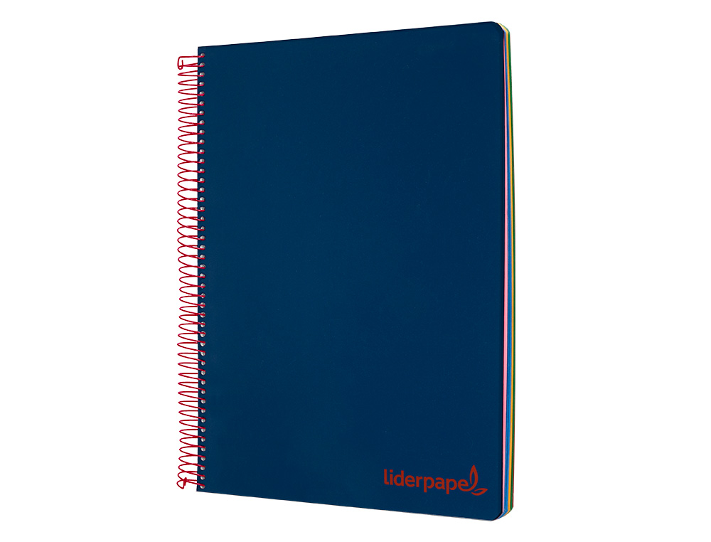 CUADERNO ESPIRAL LIDERPAPEL A4 MICRO WONDER TAPA PLASTICO 120H 90 GR CUADRO 5MM 5 BANDA 4 TALADROS COLOR AZUL MARINO