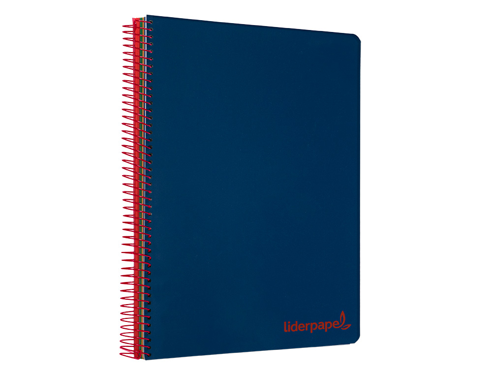 CUADERNO ESPIRAL LIDERPAPEL A4 MICRO WONDER TAPA PLASTICO 120H 90 GR CUADRO 5MM 5 BANDA 4 TALADROS COLOR AZUL MARINO