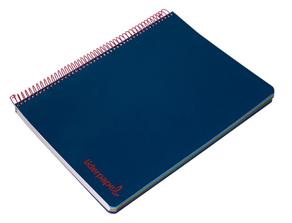 CUADERNO ESPIRAL LIDERPAPEL A4 MICRO WONDER TAPA PLASTICO 120H 90 GR CUADRO 5MM 5 BANDA 4 TALADROS COLOR AZUL MARINO
