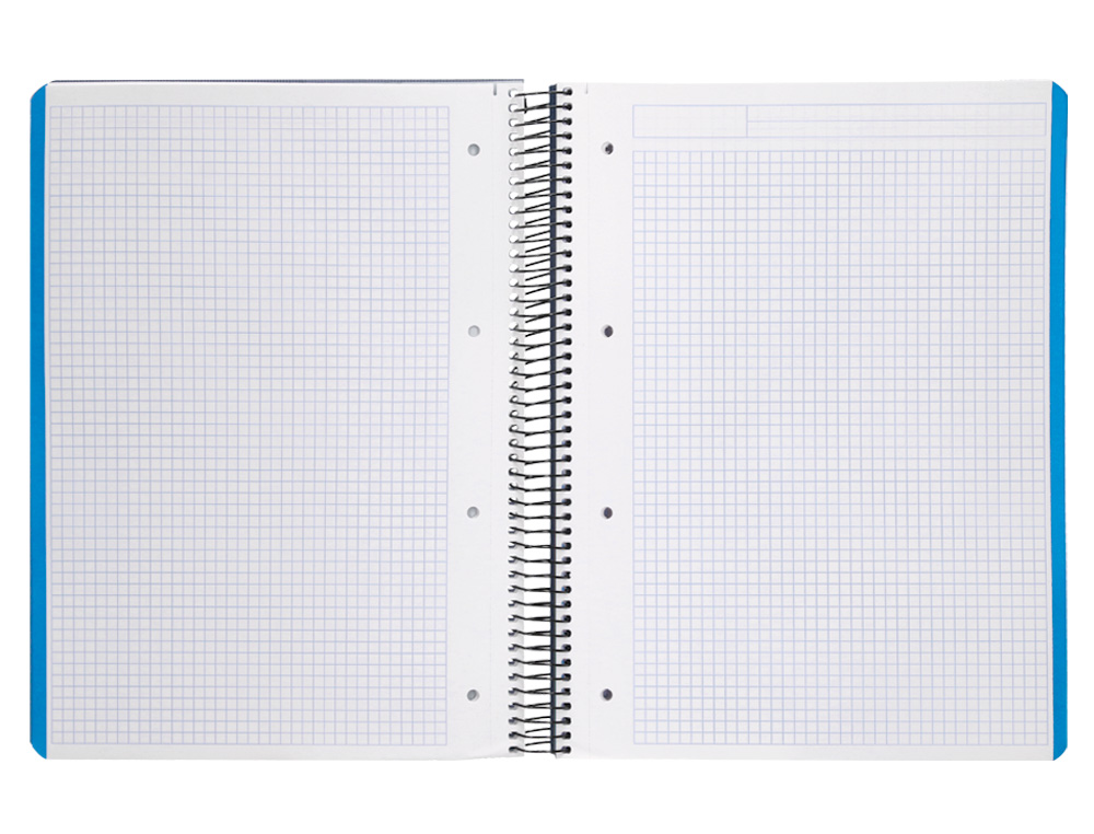 CUADERNO ESPIRAL LIDERPAPEL A4 MICRO WONDER TAPA PLASTICO 120H 90 GR CUADRO 5MM 5 BANDA 4 TALADROS COLOR AZUL MARINO