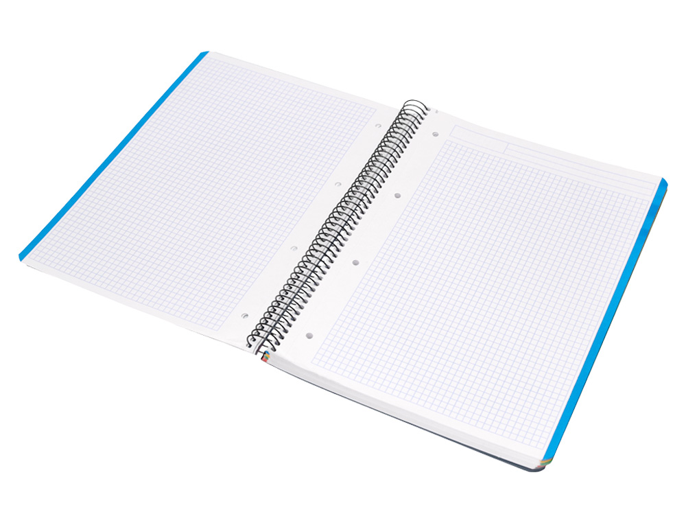 CUADERNO ESPIRAL LIDERPAPEL A4 MICRO WONDER TAPA PLASTICO 120H 90 GR CUADRO 5MM 5 BANDA 4 TALADROS COLOR AZUL MARINO