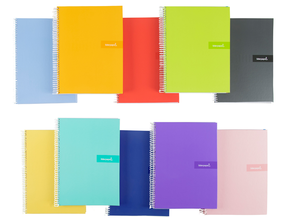 CUADERNO ESPIRAL LIDERPAPEL A5 CRAFTY TAPA FORRADA 80H 90GR MILIMETRADO 2MM COLORES SURTIDOS