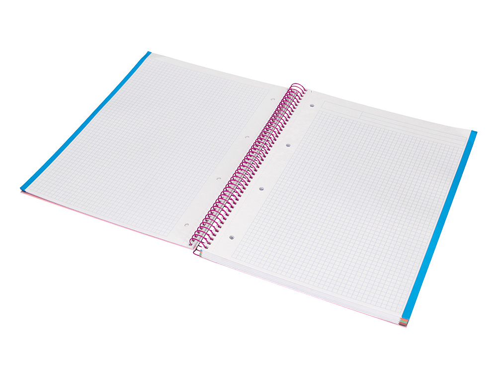 CUADERNO ESPIRAL LIDERPAPEL A4 MICRO JOLLY TAPA FORRADA 140H 75 GR CUADRO 5MM 5 BANDAS 4 TALADROS COLOR ROSA