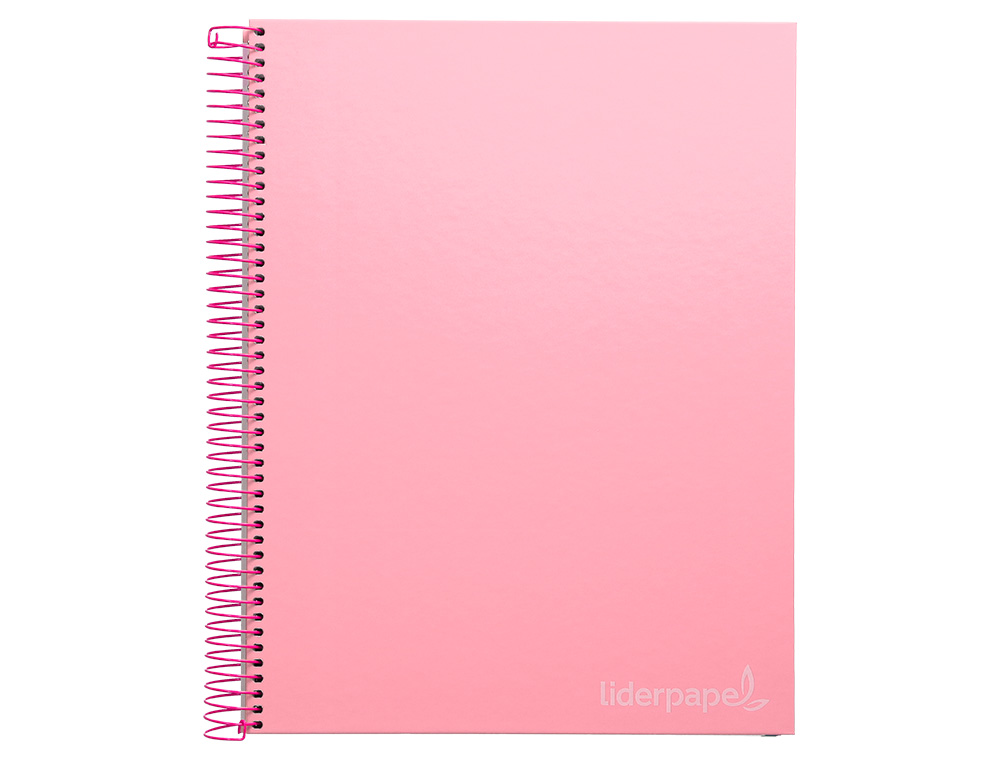 CUADERNO ESPIRAL LIDERPAPEL A4 MICRO JOLLY TAPA FORRADA 140H 75 GR CUADRO 5MM 5 BANDAS 4 TALADROS COLOR ROSA