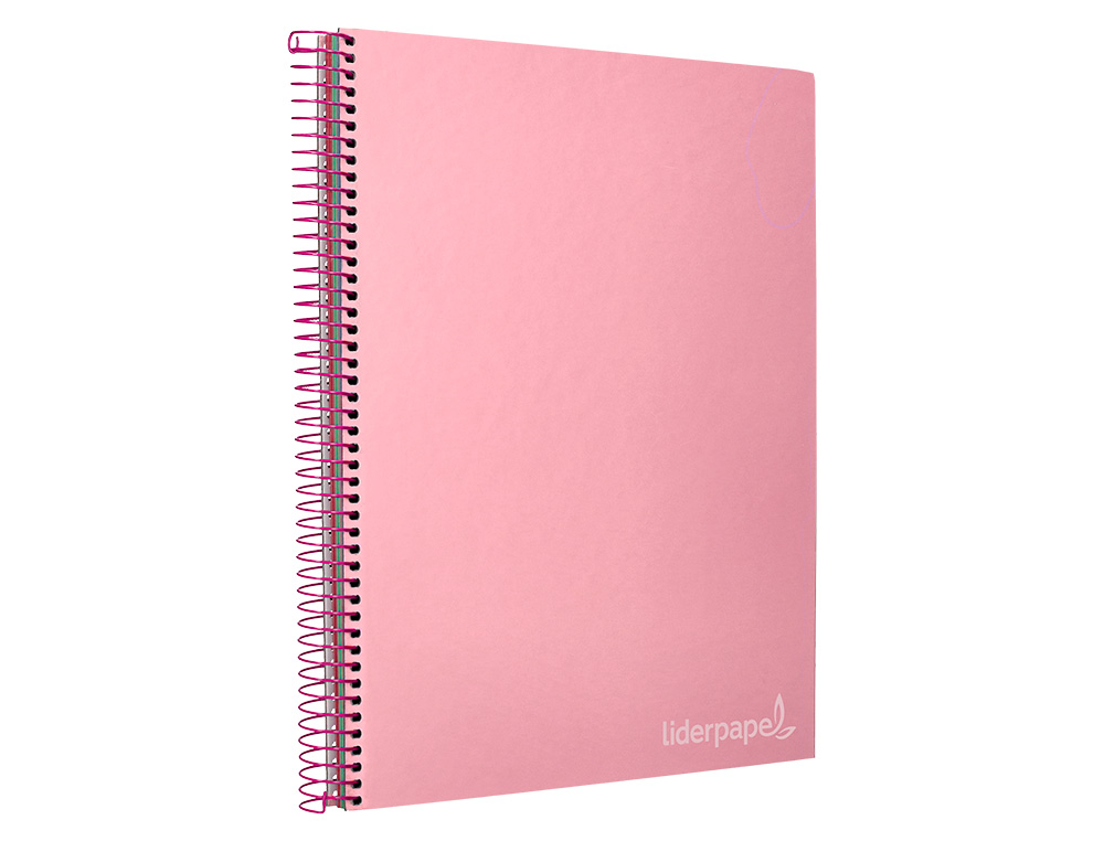 CUADERNO ESPIRAL LIDERPAPEL A4 MICRO JOLLY TAPA FORRADA 140H 75 GR CUADRO 5MM 5 BANDAS 4 TALADROS COLOR ROSA