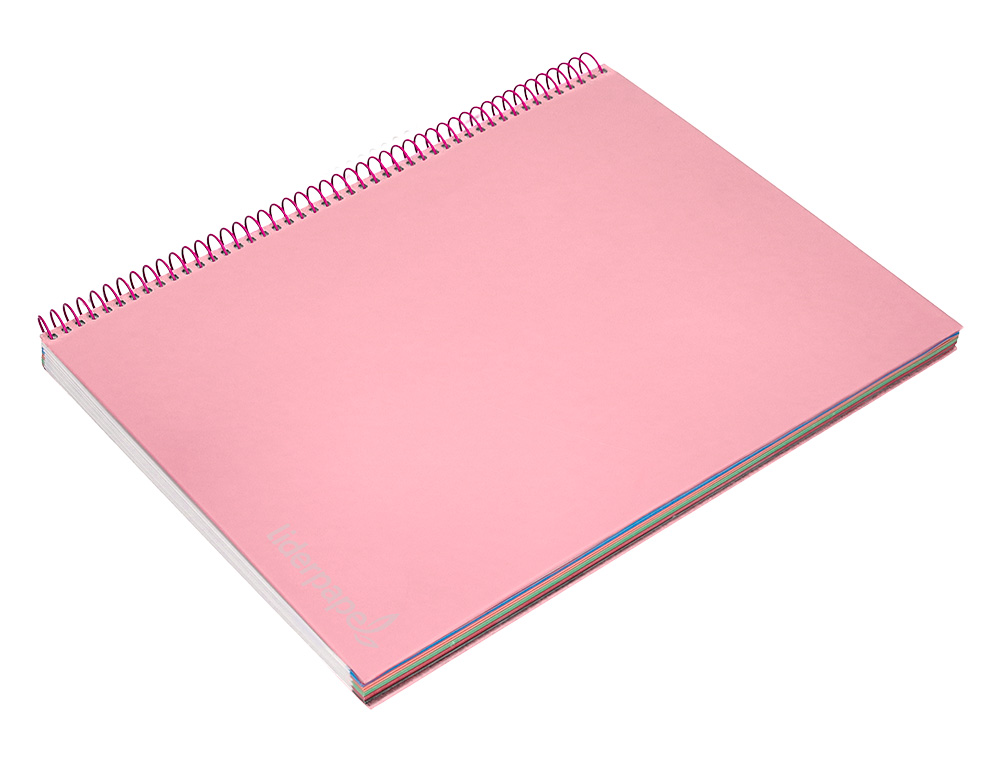 CUADERNO ESPIRAL LIDERPAPEL A4 MICRO JOLLY TAPA FORRADA 140H 75 GR CUADRO 5MM 5 BANDAS 4 TALADROS COLOR ROSA