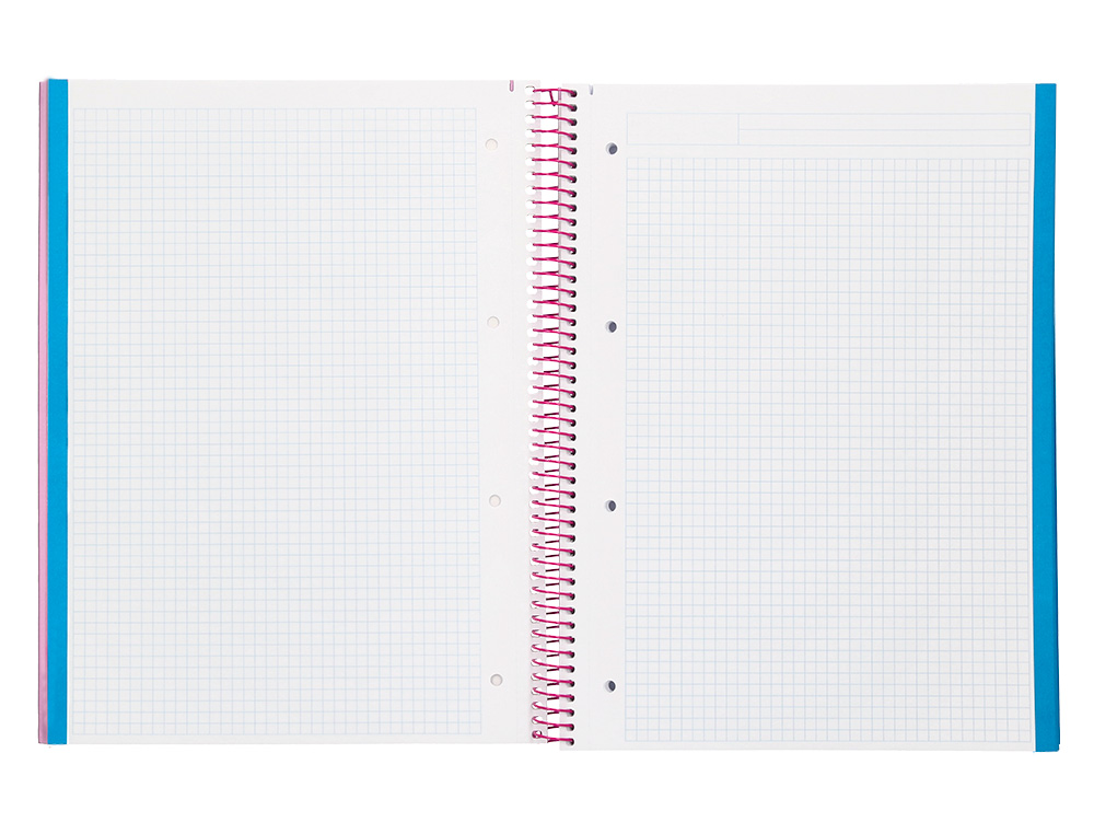 CUADERNO ESPIRAL LIDERPAPEL A4 MICRO JOLLY TAPA FORRADA 140H 75 GR CUADRO 5MM 5 BANDAS 4 TALADROS COLOR ROSA