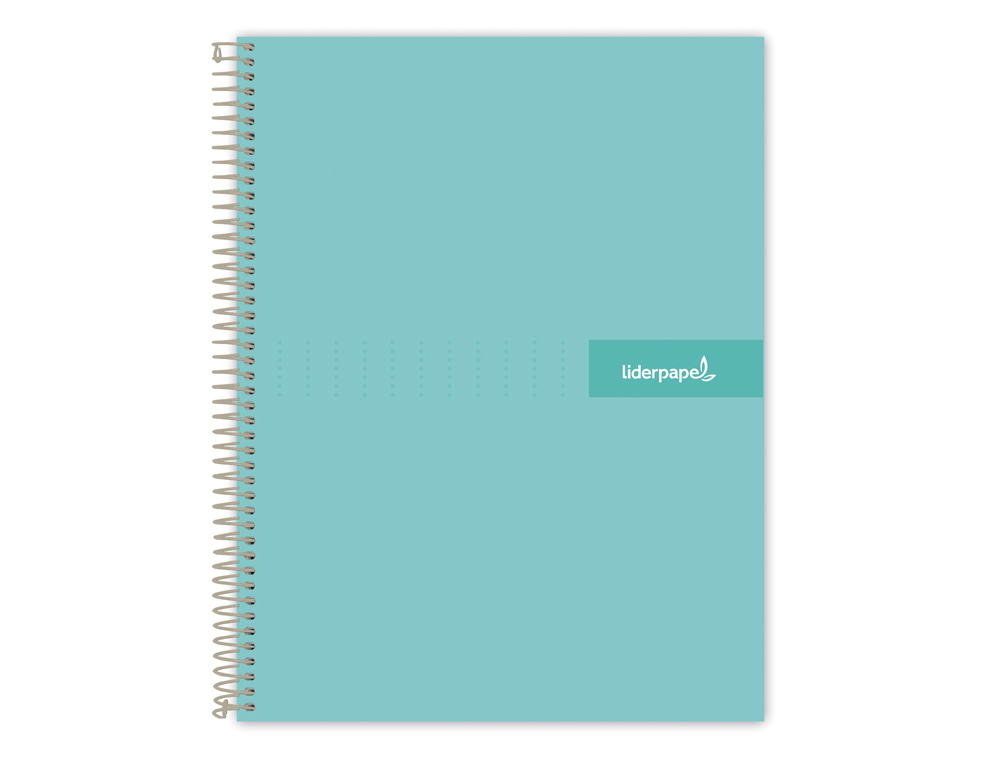 CUADERNO ESPIRAL LIDERPAPEL A4 CRAFTY TAPA FORRADA 80H 90 GR CUADRO 4MM CON MARGEN COLOR TURQUESA