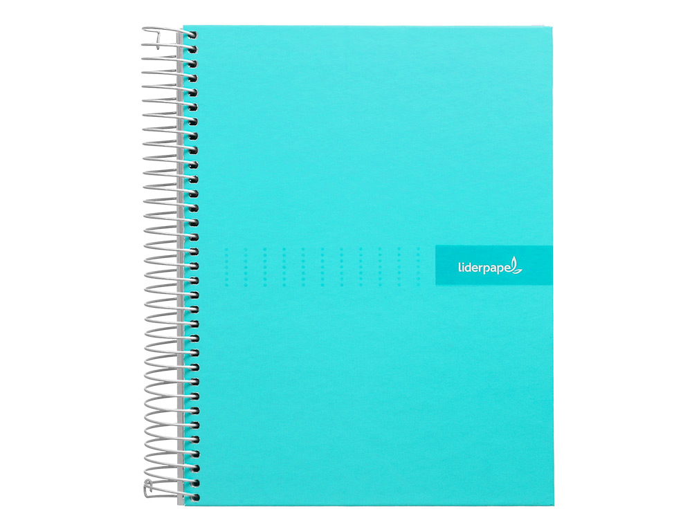 CUADERNO ESPIRAL LIDERPAPEL A4 CRAFTY TAPA FORRADA 80H 90 GR CUADRO 4MM CON MARGEN COLOR TURQUESA
