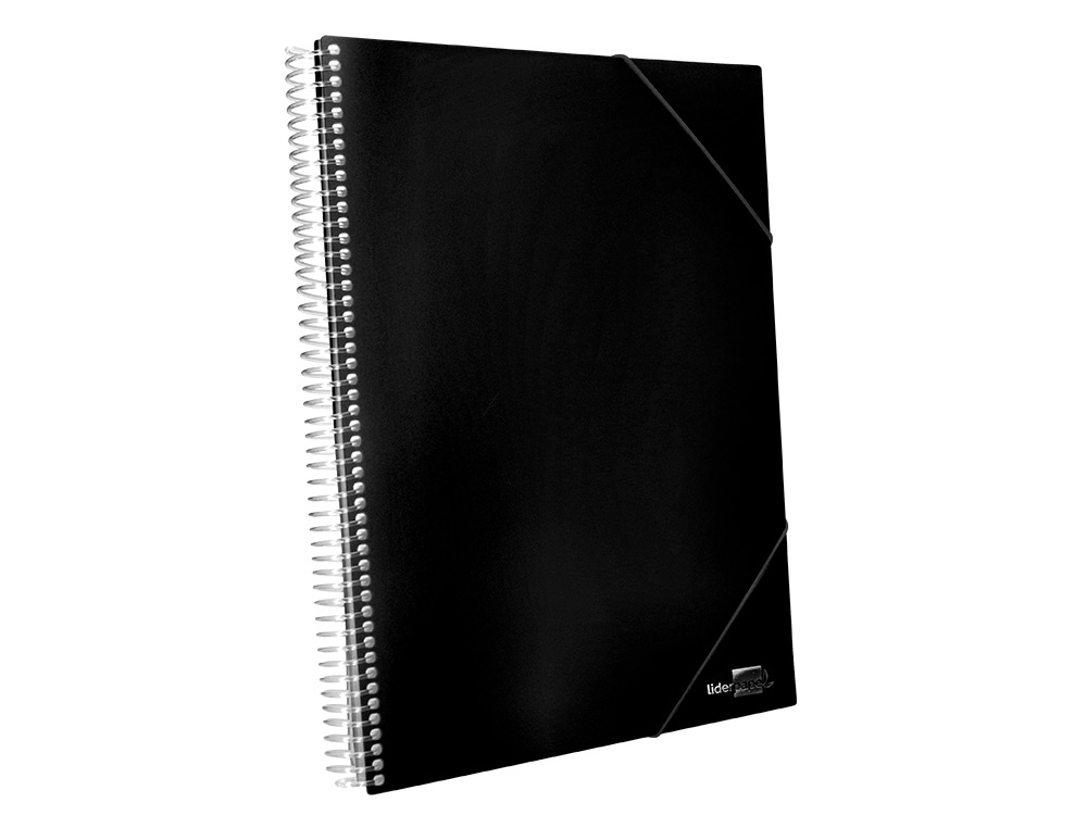 CARPETA LIDERPAPEL ESCAPARATE CON ESPIRAL 20 FUNDAS POLIPROPILENO DIN A5 NEGRO OPACO
