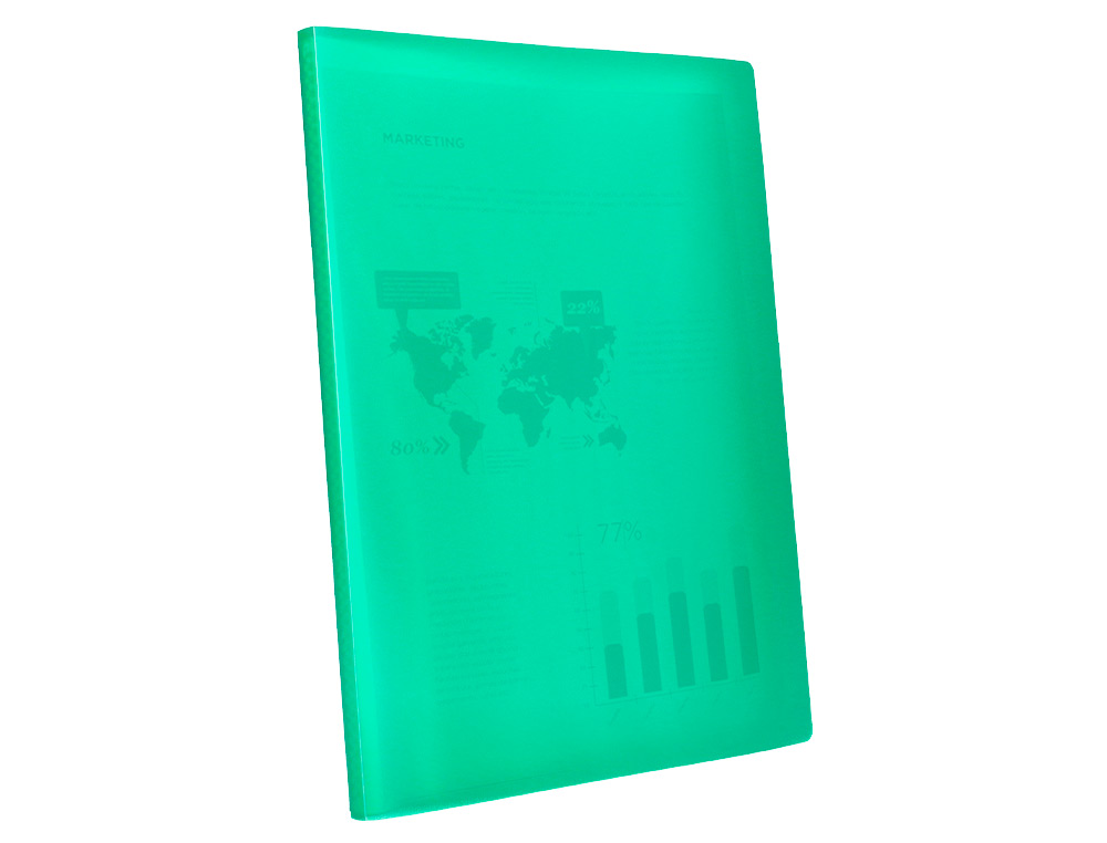 CARPETA LIDERPAPEL ESCAPARATE 20 FUNDAS POLIPROPILENO DIN A4 VERDE TRANSLUCIDO