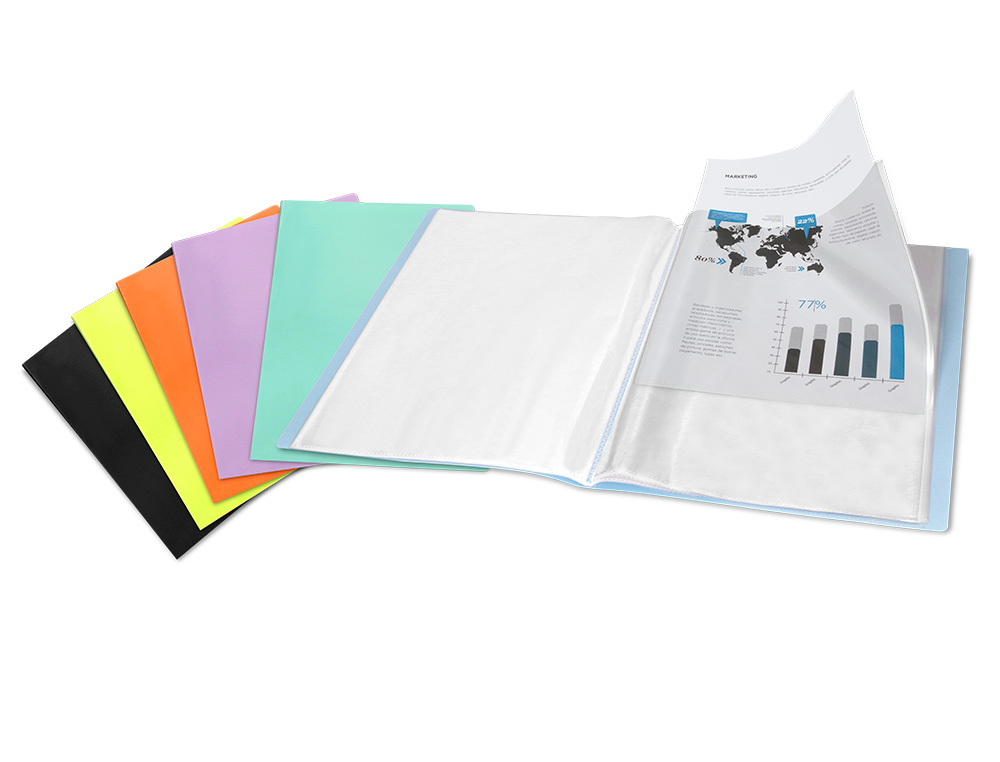 CARPETA LIDERPAPEL ESCAPARATE 30 FUNDAS POLIPROPILENO DIN A4 AMARILLO FLUOR OPACO